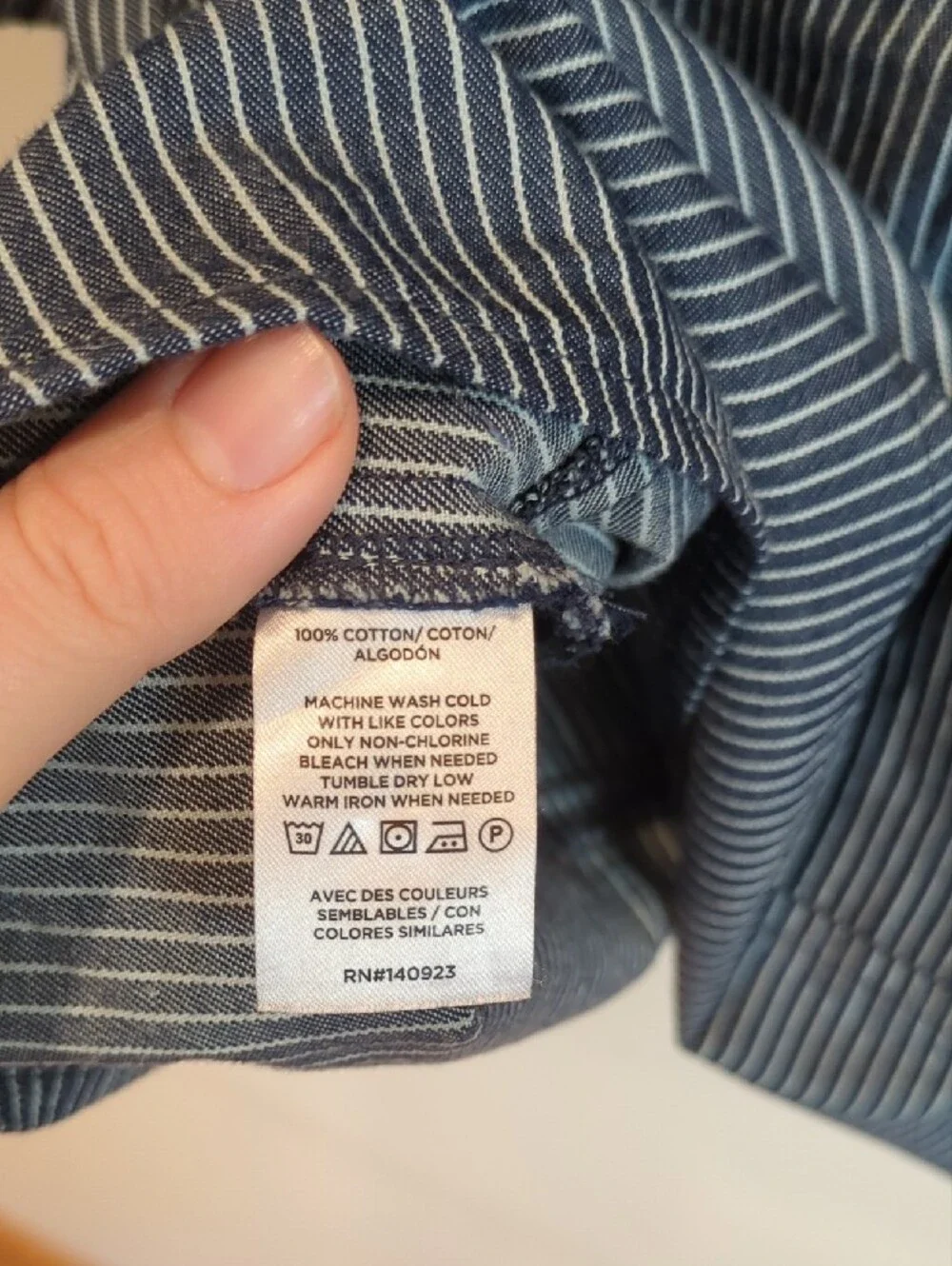 Preppy Nautical Americana Coastal LOFT Navy Pinstripe Tie Front Boxy Top Sz Lg